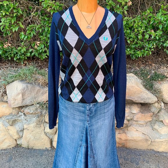 Fred Perry classic 100% merino wool argyle sweater - Picture 8 of 8